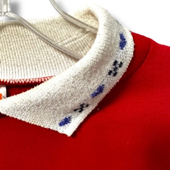 Vintage 80s Act III Red Collared Sweatshirt Size Large Americana Country Cottage - Picture 6 of 16